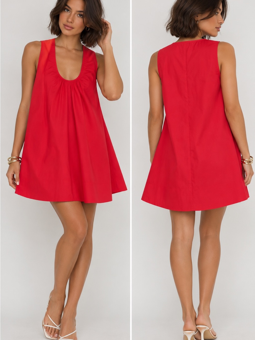 Princess Polly Red Sleeveless Baby Doll Scoop Neck Mini Dress
